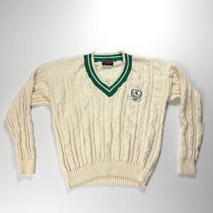 Vintage Michigan State University Nutmeg Mens V Neck Sweater Ivory Sz L MSU USA